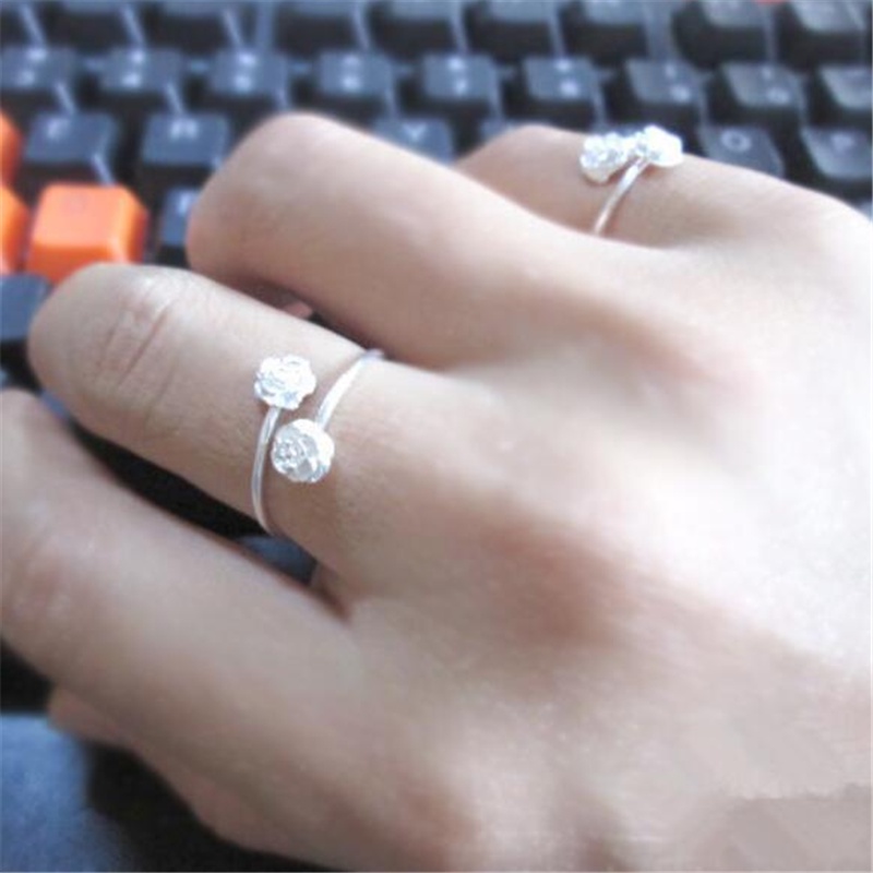 Nhẫn Hở Mạ Bạc 925 Hình Hoa Hồng Thời Trang CR282