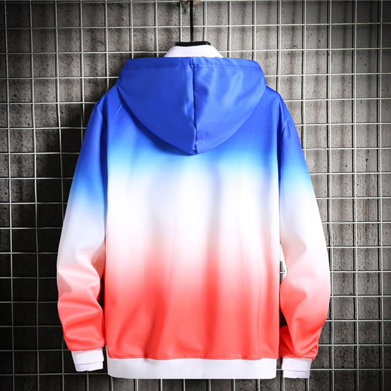 Men's spot real shot 4 colors M-3XL new Korean style urban fashion street cool all-match color gradient design casual long-sleeved hoodie