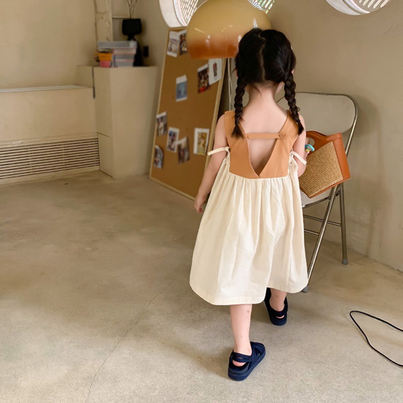 Đầm Không Tay Cổ Yếm Phong Cách Phương Tây Thời Trang Mùa Hè Cho Bé Gái