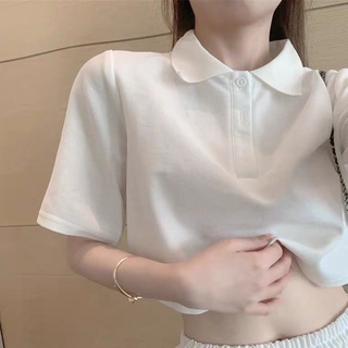 Áo Croptop Nữ Cổ Polo Màu Trắng Cotton Co Giãn Phong Cách Hàn Quốc Năng Động Trẻ Trung Dễ Phối Đồ I'm Basic APL02