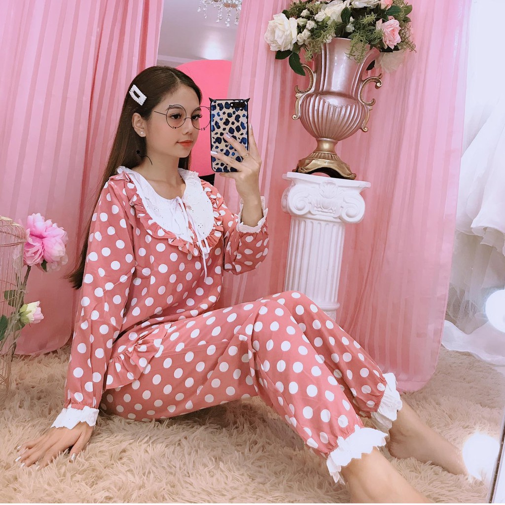 Đồ bộ Lụa Satin chấm bi