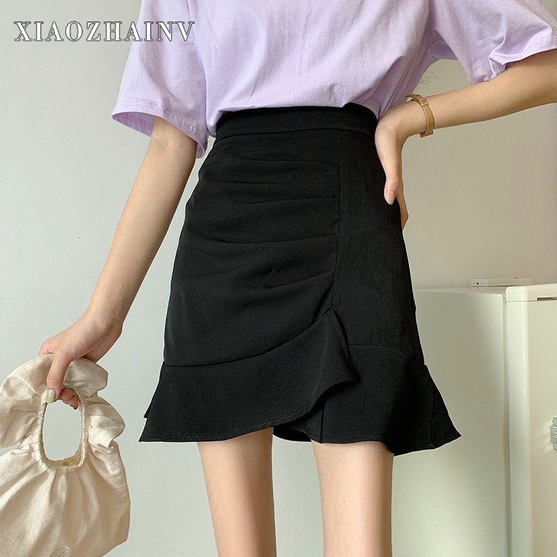 [Mã FAGREEN55 giảm tới 30K đơn 99K] Chân Váy Mini Lưng Cao Kiểu Đuôi Cá Lệch Tà Cá Tính Cho Nữ Xiaozhainv | BigBuy360 - bigbuy360.vn