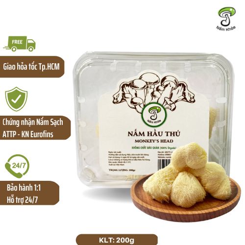 Hộp 200g Nấm Hầu Thủ (Nấm Đầu Khỉ) Hữu Cơ, Cao Cấp, Tươi Ngon 24h - Nấm Khỏe