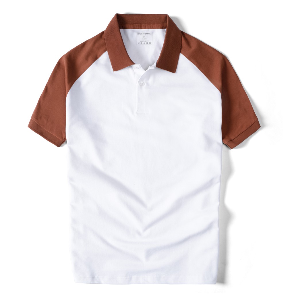 Áo thun Polo nam phối raglan trẻ trung, thanh lịch, 100% cotton cá sấu BASIS APL204