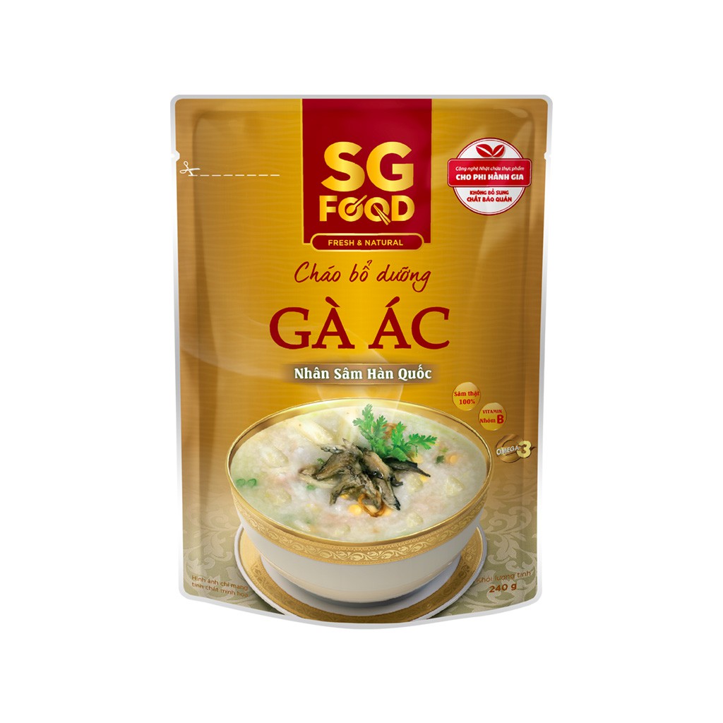 Cháo tươi gà ác hầm nhân sâm hàn quốc SG Food gói 240g
