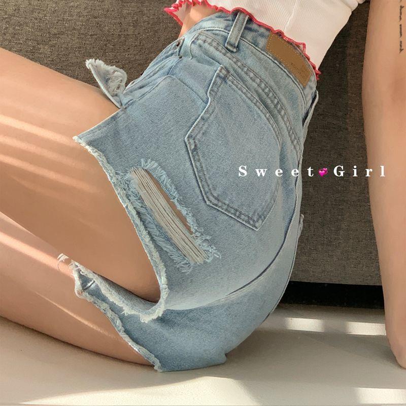 Quần Short Denim Lưng Cao Ống Rộng Thời Trang Mùa Hè Quyến Rũ Cho Nữ