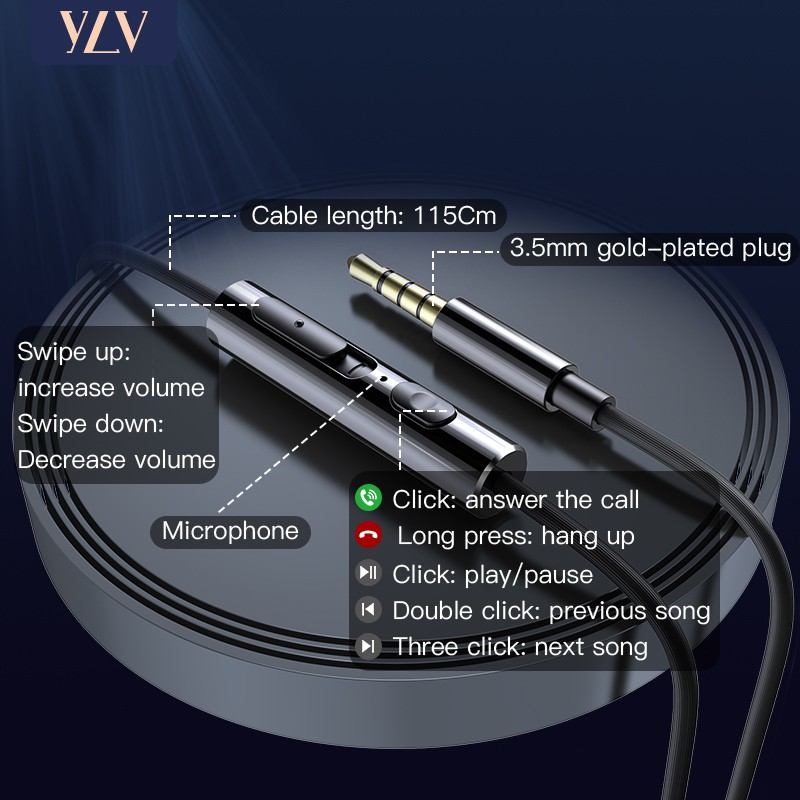 YLV-MT36  Tai Nghe Nhét Tai Có Dây Cổng 3.5mm Kèm Micro Tiện Dụng