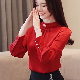 Áo Sơ Mi Màu Đỏ Thời Trang Mùa Thu Cho Nữ