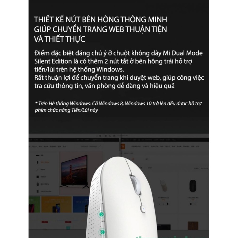 Chuột không dây Bluetooth Xiaomi Dual Mode Silent Edition bản 2023, 2 chế độ kết nối, bấm siêu êm không tiếng động