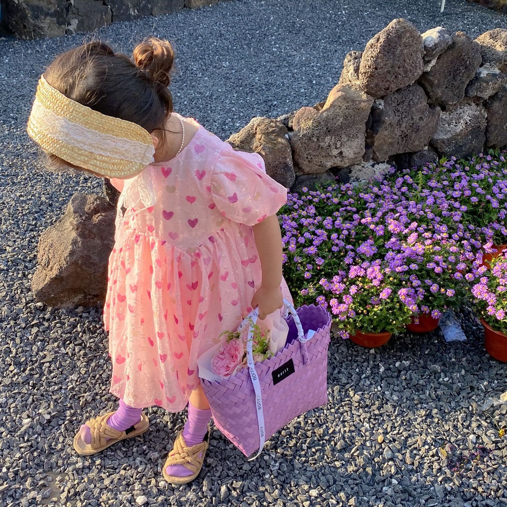 Đầm Công Chúa Tay Phồng Phong Cách Hàn Quốc Ngọt Ngào Cho Bé Gái