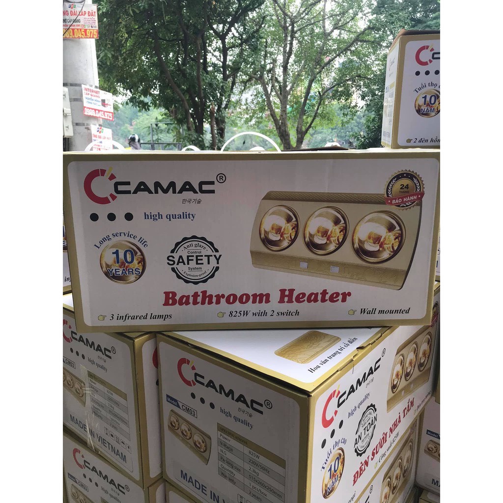 Đèn sưởi nhà tắm Camac 2 bóng và 3 bóng chống lóa mắt. Hàng Việt Nam sản xuất, Bảo hành 24 tháng