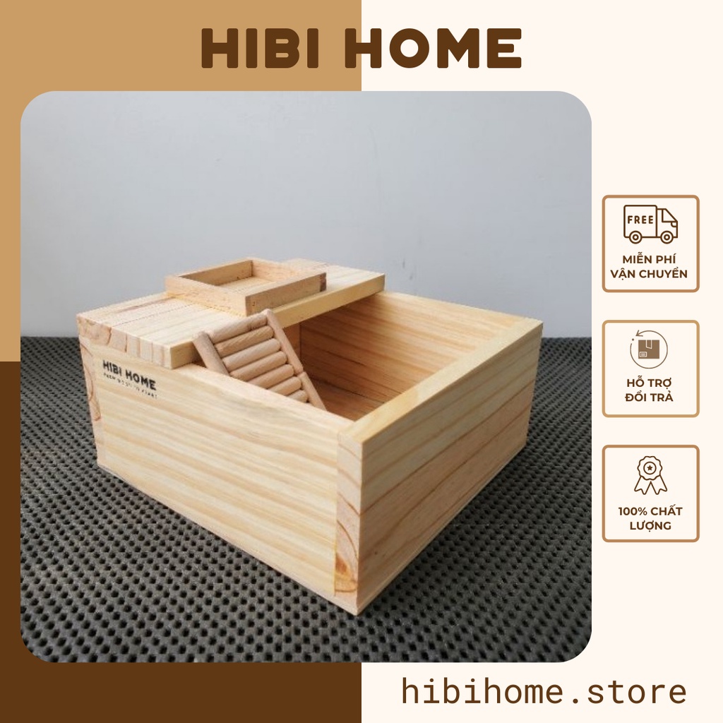 Bồn Tắm Cho Lồng Chuột Hamster Bằng Gỗ Thông Chất Lượng Bền Đẹp Size Lớn 19*19*8cm
