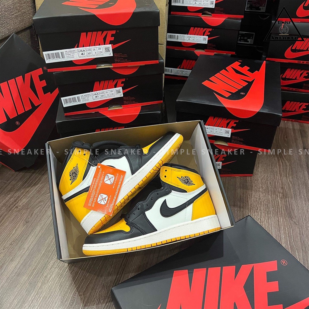 Giày Nike Jordan 1 Retro High OG Taxi Chính Hãng 💙SIMPLE SNEAKER💙 Air Jordan 1 High Yellow Toe Màu Vàng Cam