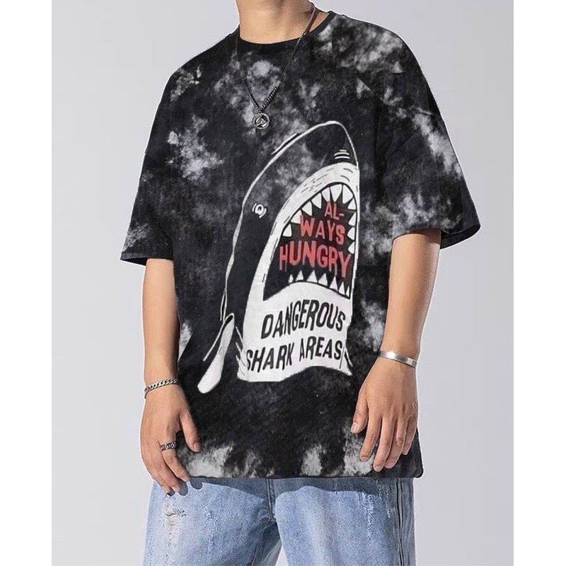 Áo thun Loang Cá Mập nam nữ tay lỡ cực chất unisex form rộng bền màu không xù lông 1Kenz