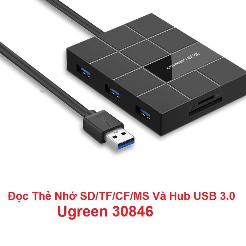 Đọc Thẻ Nhớ SD/TF/CF/MS Và Hub USB 3.0 Ugreen 30846