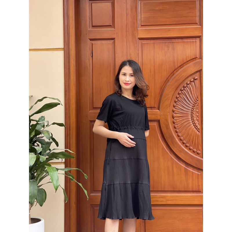 Váy bầu thời trang cao cấp chất cotton pha voan siêu xinh mặc bầu và sau sinh V220