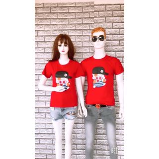 Áo thun cặp nam nữ gia đình chất cotton cao cấp màu đen đỏ xanh đủ size hình heo ngộ nghĩnh