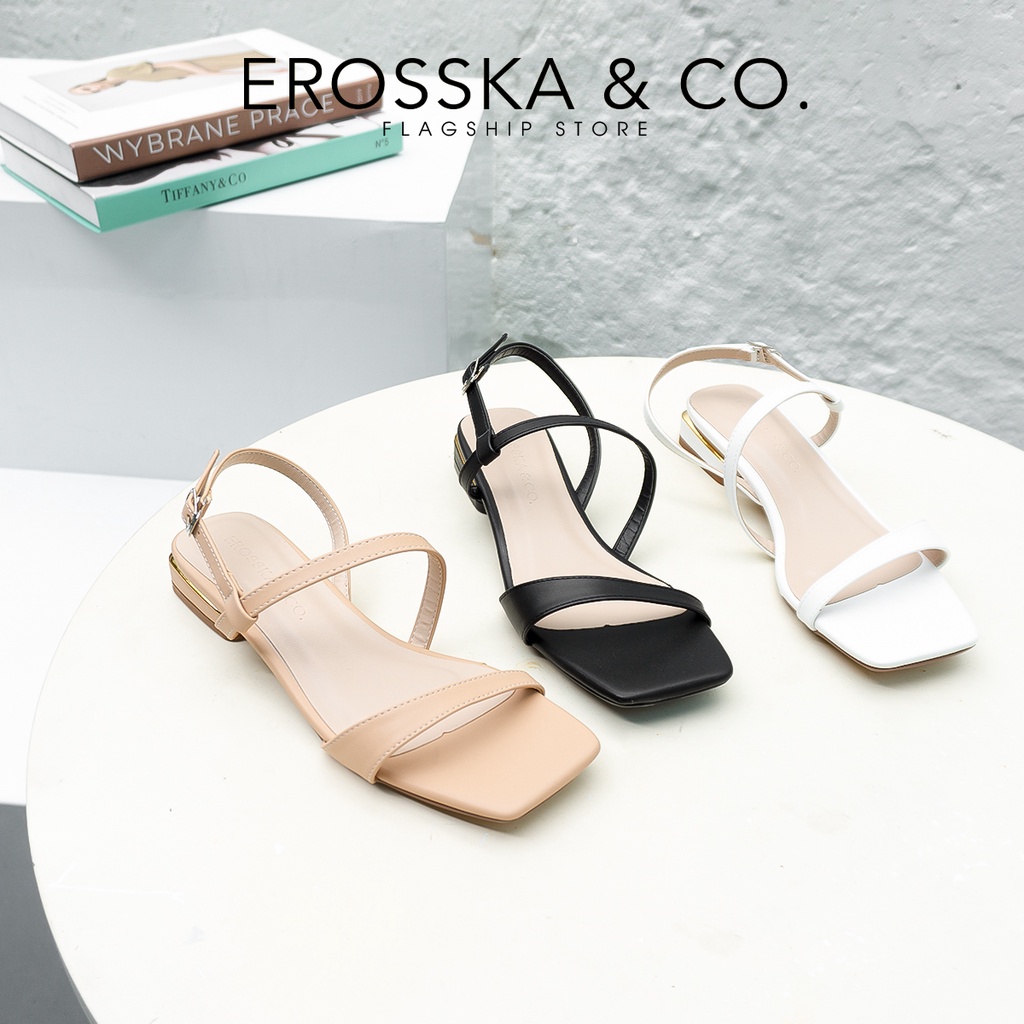 Erosska - Giày sandal cao gót quai mảnh thời trang công sở cao 2,5cm màu nude - EB039