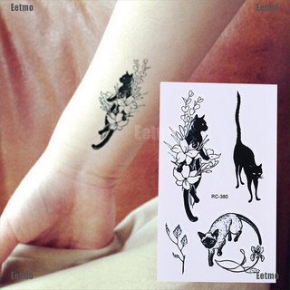 (Eetmo) Waterproof Temporary Tattoo Stickers Black Cat Water Transfer Flash Tatoo Fake
