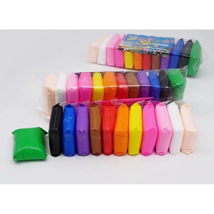 [Tặng 3 dụng cụ cắt tỉa] Đất sét Soft Clay tự khô siêu nhẹ tạo hình thủ công màu sắc Neon - gói 12/24/36 màu - Smart Bab