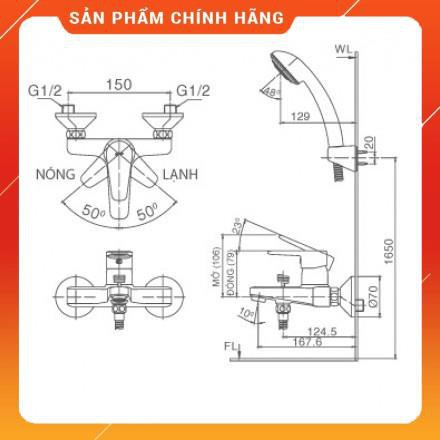 Vòi Sen Tắm Inax Nóng Lạnh BFV-1203S-4C