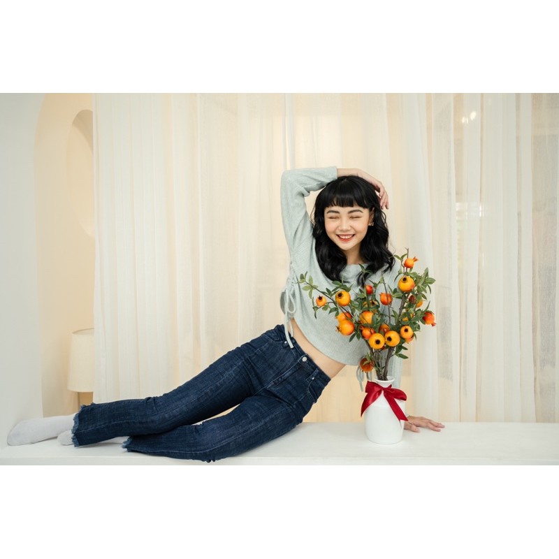 [SALE UP TO 50%] Quần jeans ống loe gân lai tua 2 màu đậm nhạt LENCLOTHING 7828 - 7829