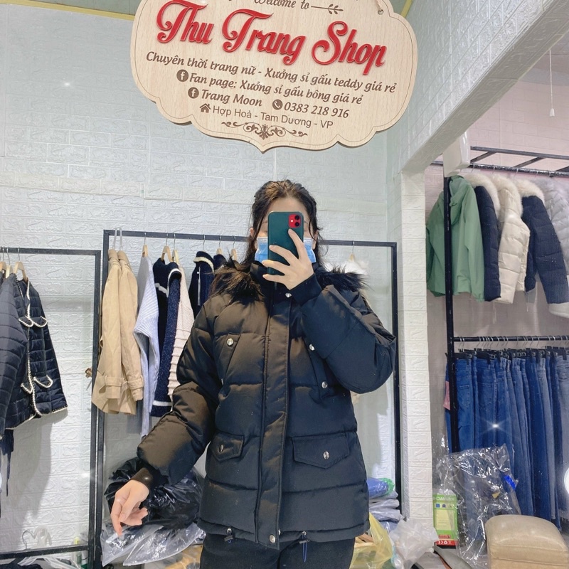 Áo phao nữ thời trang, Phao béo nữ hàng LOAI 1 mũ lông tháo được ( kèm ảnh thật shop tự chụp )
