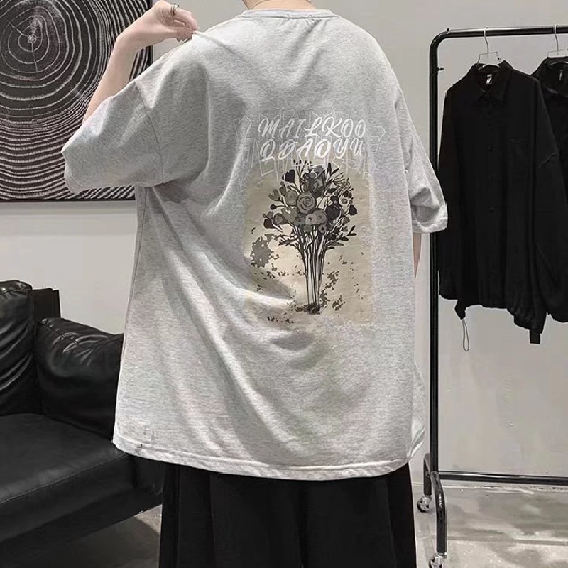 Áo Thun Tay Ngắn Cổ Tròn In Chữ Phong Cách Hàn Quốc Dành Cho Nam size M-5XL