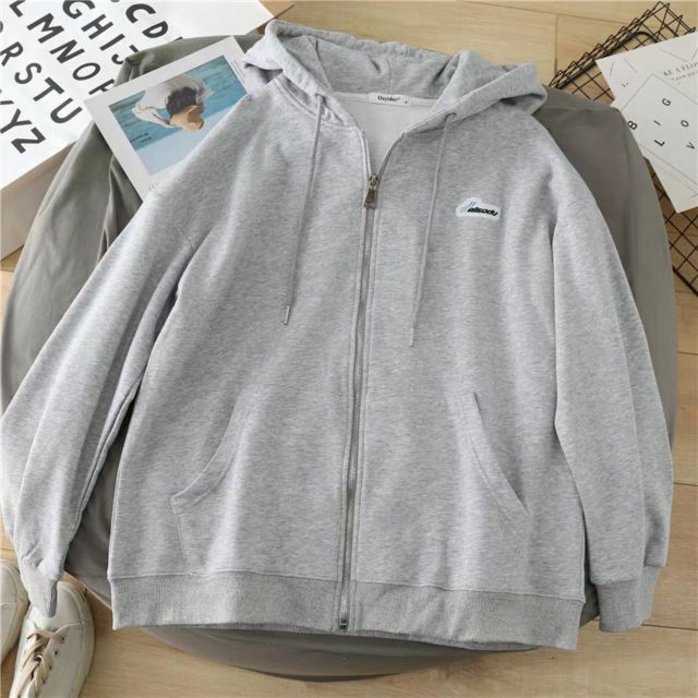 Áo khoác nỉ ngoại hoodie BASIC form rộng khóa kéo tròn áo nỉ nam nữ Unisex