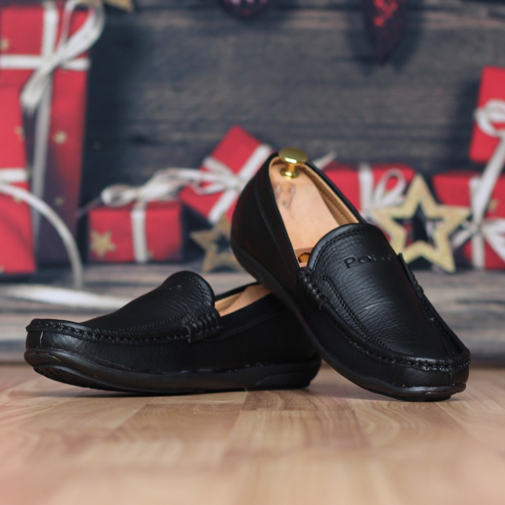 Giày Lười Thời Trang Nam Plo Đen [+2 Đôi Tất]