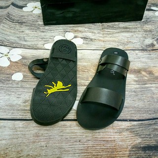 dép quai hậu da bò đen