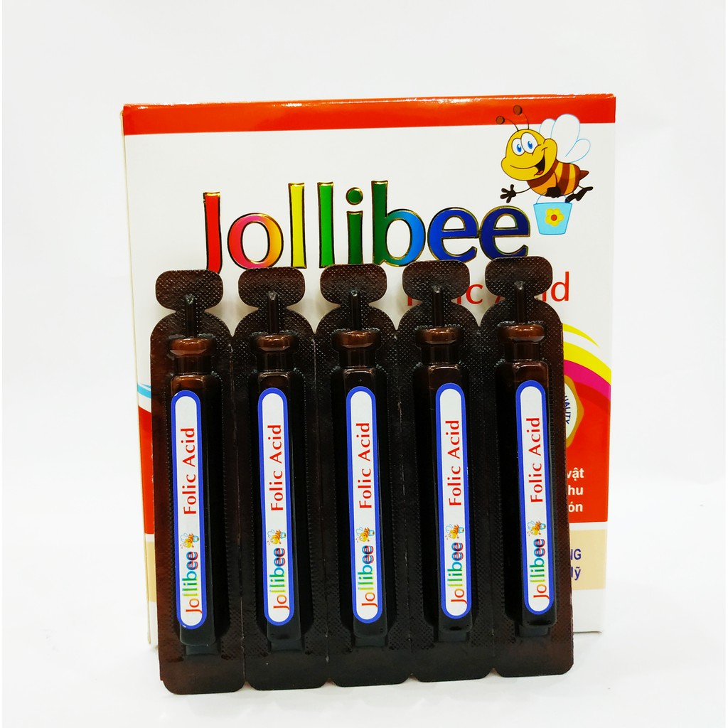 Siro Bổ Sung Sắt Nước  - Cho Người Thiếu Máu, Thiếu Sắt Cho Mẹ Và Bé - Jollibee Folic Acid - Hộp 20 Ống