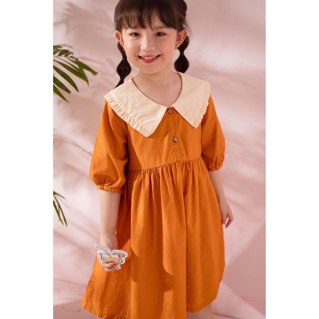 [LITTLE PINK] ELYSIA DRESS - Váy thô vàng cổ be bé gái