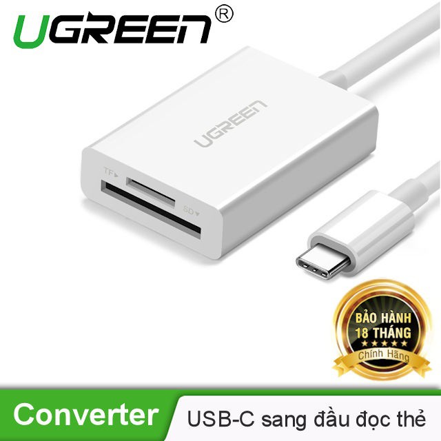 Đầu đọc thẻ TF/SD cổng USB type C gen 1 tốc độ 5Gbps 20Cm Ugreen 40380