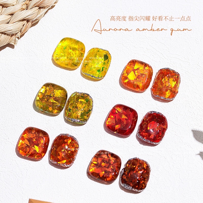 Sơn cream, sơn gel nén AURORA AMBER màu Hổ Phách siêu sang trọng trang trí móng Nail