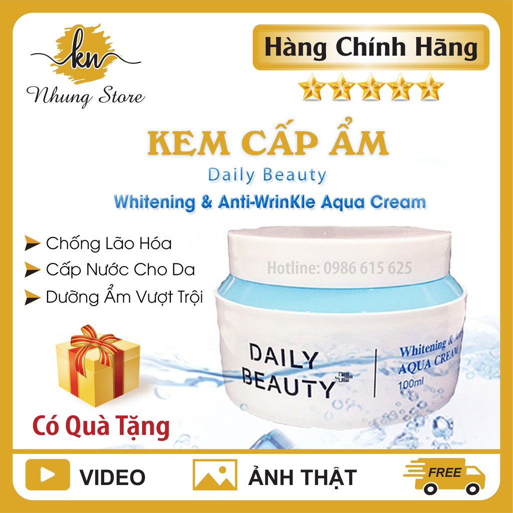 Kem Cấp Ẩm AQUA - DAILY BEAUTY Chính Hãng, Chống Lão Hóa, Kem Cấp Nước, Dưỡng Ẩm Vượt Trội, Giúp Trẻ Hóa Da - NhungStore