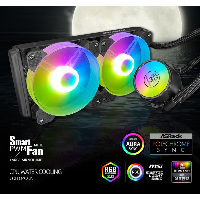 Tản Nhiệt Nước CPU AIO A240 Coolmoon Led 5v ARGB Đồng Bộ Màu Mainboard - Hàng Fullbox