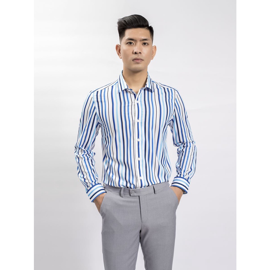 Áo sơ mi nam dài tay ARISTINO ALS62908 kẻ dọc ngũ sắc, dáng slimfit, chắt modal sợi sồi - mềm mát
