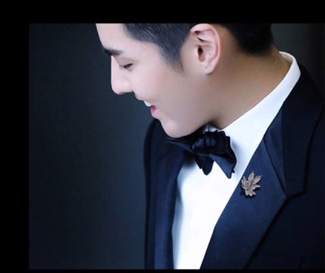 Cài áo nam nữ hình lá phong đính hạt A1089