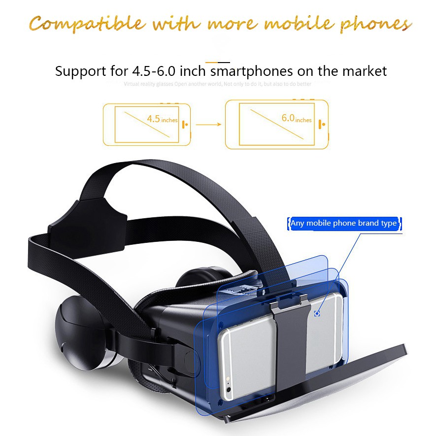 VRPARK J20 3D VR Glasses Virtual Reality Glasses for 4.7- 6.7 Smart Phone iPhone Android Games Stereo with Headset Controllers