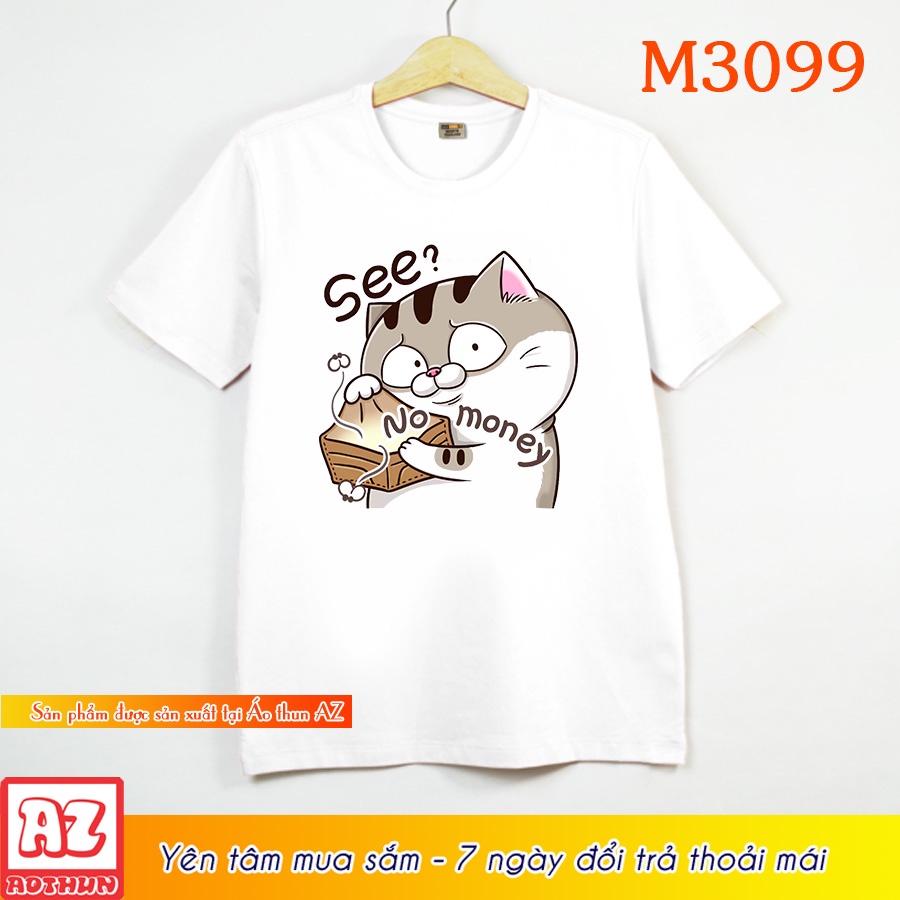Áo thun nam nữ in hình mèo ami bụng bự