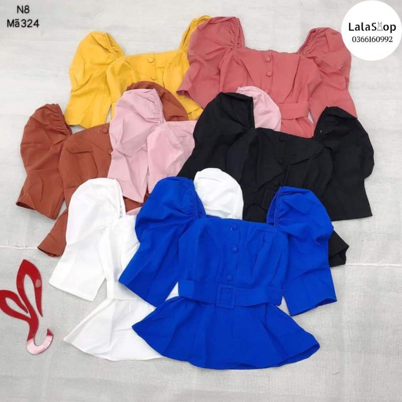 Áo Peplum Cổ Vuông Kèm Belt Lala Shop