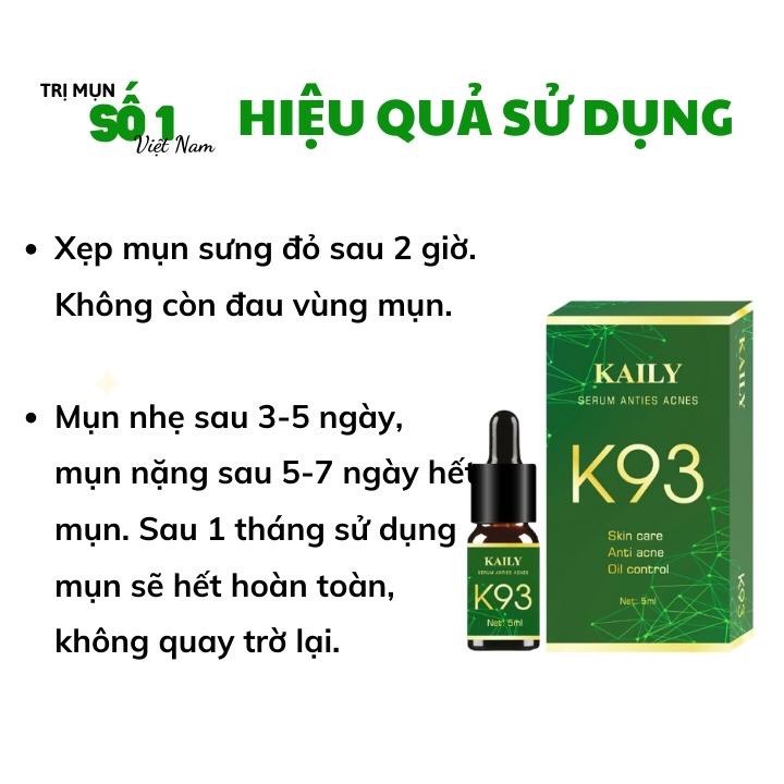 Tinh Chất Mụn K93 - Serum Giảm Mụn, Mờ Thâm Mụn Sẹo, Nâng Tông Da Công Dụng 5 Trong 1 Hiệu Quả Sau 7 Ngày-KAILY COSMETIC