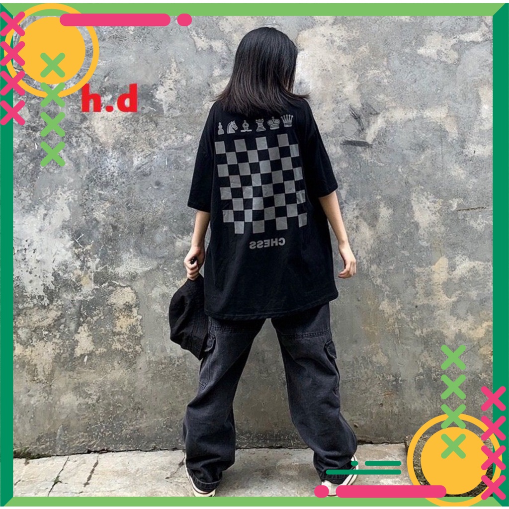 Áo thun CHESS bàn cờ unisex - Phông cộc tay dáng suông, oversize in hình họa tiết cá tính, nổi bật- FORM CHUẨN