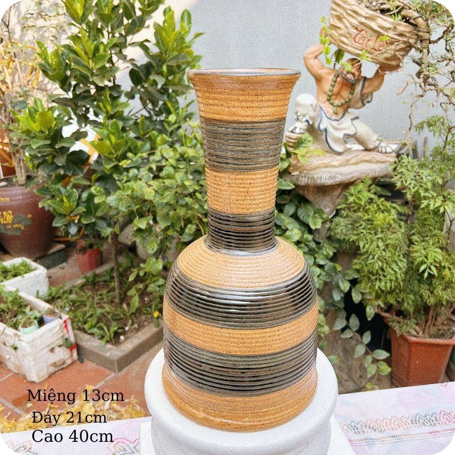 Bình hoa decor ⚱ Gốm Sứ Bát Tràng ⚱ bình gốm cắm hoa trang trí men khô GOMPHUQUY TT06