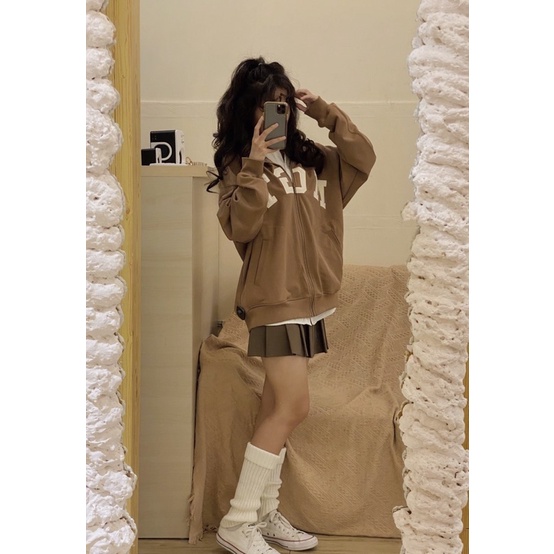 Áo khoác nỉ nam nữ form rộng thêu chữ miganto - MG026