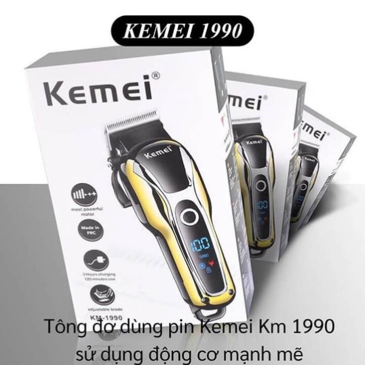 Tông đơ cắt tóc Kemei 1990 Chính Hãng Pin Lithium 2000mAh