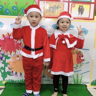 Bộ ông già noel bé trai bằng nhung cao cấp