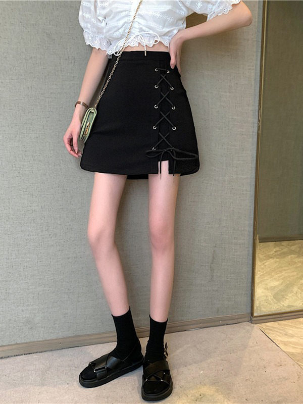 Chân váy bút chì ngắn lưng cao 2021, Chân váy nữ ngắn màu đen phối dây buộc sang chảnh thời trang hàn quốc công sở | BigBuy360 - bigbuy360.vn