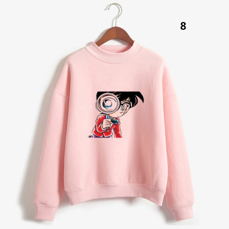 Mới áo sweater cổ cao in hình thám tử Conan